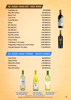 Menu rượu vang