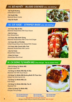 Menu sò huyết, cá vược, cá xấu xí