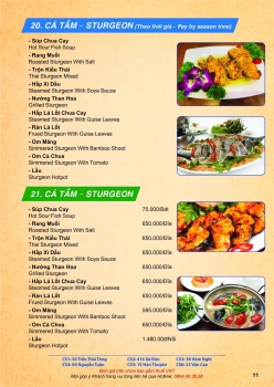 Menu cá tầm