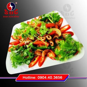 Lòng cá lăng xào hành thì là